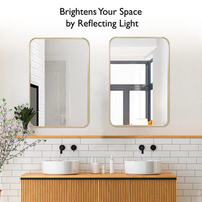 Isla Rectangle Wall Accent Mirror, 30" H x 20" L, Modern Metal Framed, Living Room, Bedroom, Bathroom Vanity Mirror, Gold Design House, 596510-GLD
