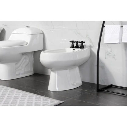 Kingston Brass KB320BX Metropolitan Three-Handle Bidet Faucet with Brass Pop-Up, Matte Black