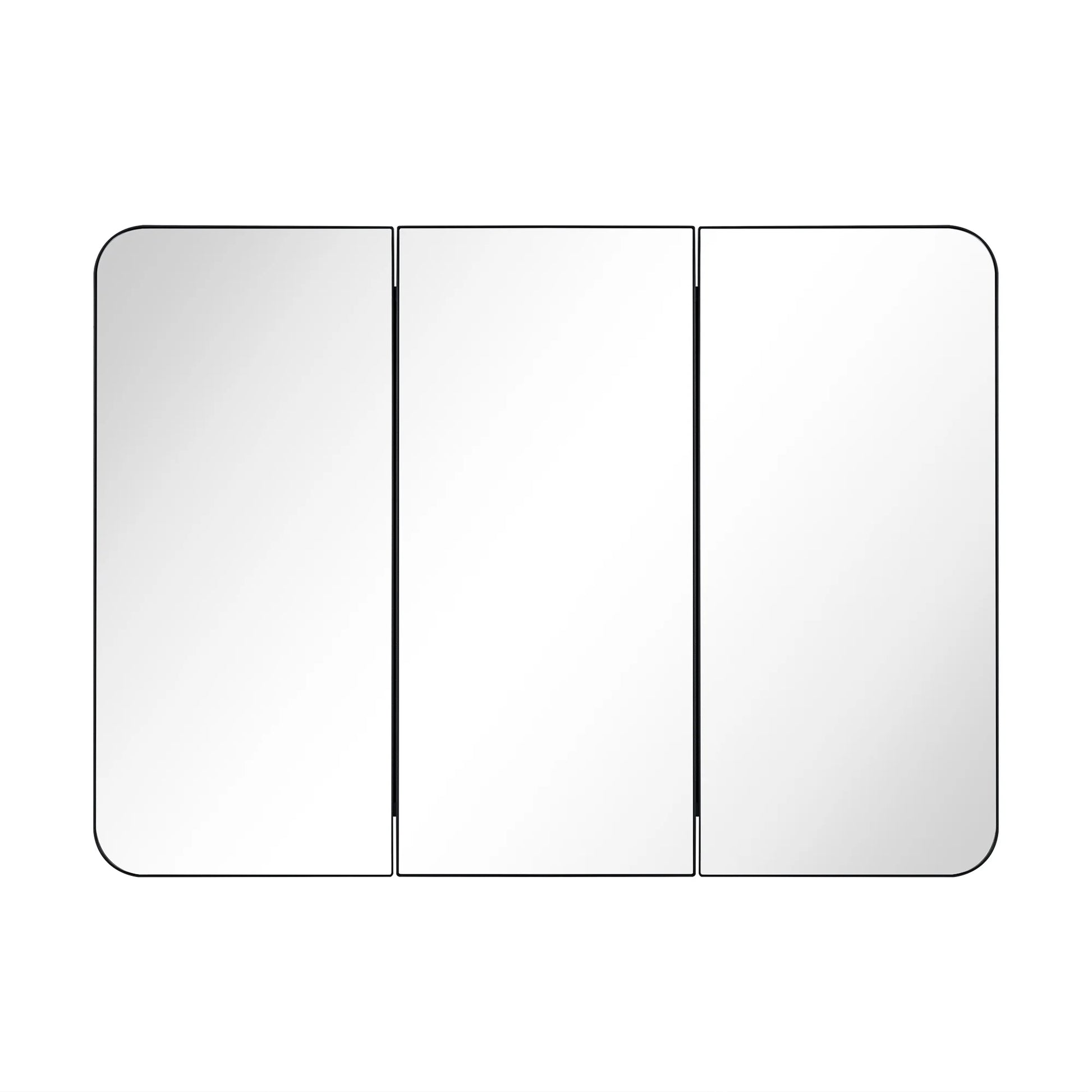 TEHOME Matt Black Triple Door Recessed & Surface Mount Rectangle Bathroom Medicine Cabinet with Mirror 26 x 36'' 3 Door Metal Framed Rectangular Bathroom Cabinet 36 by 26 inches