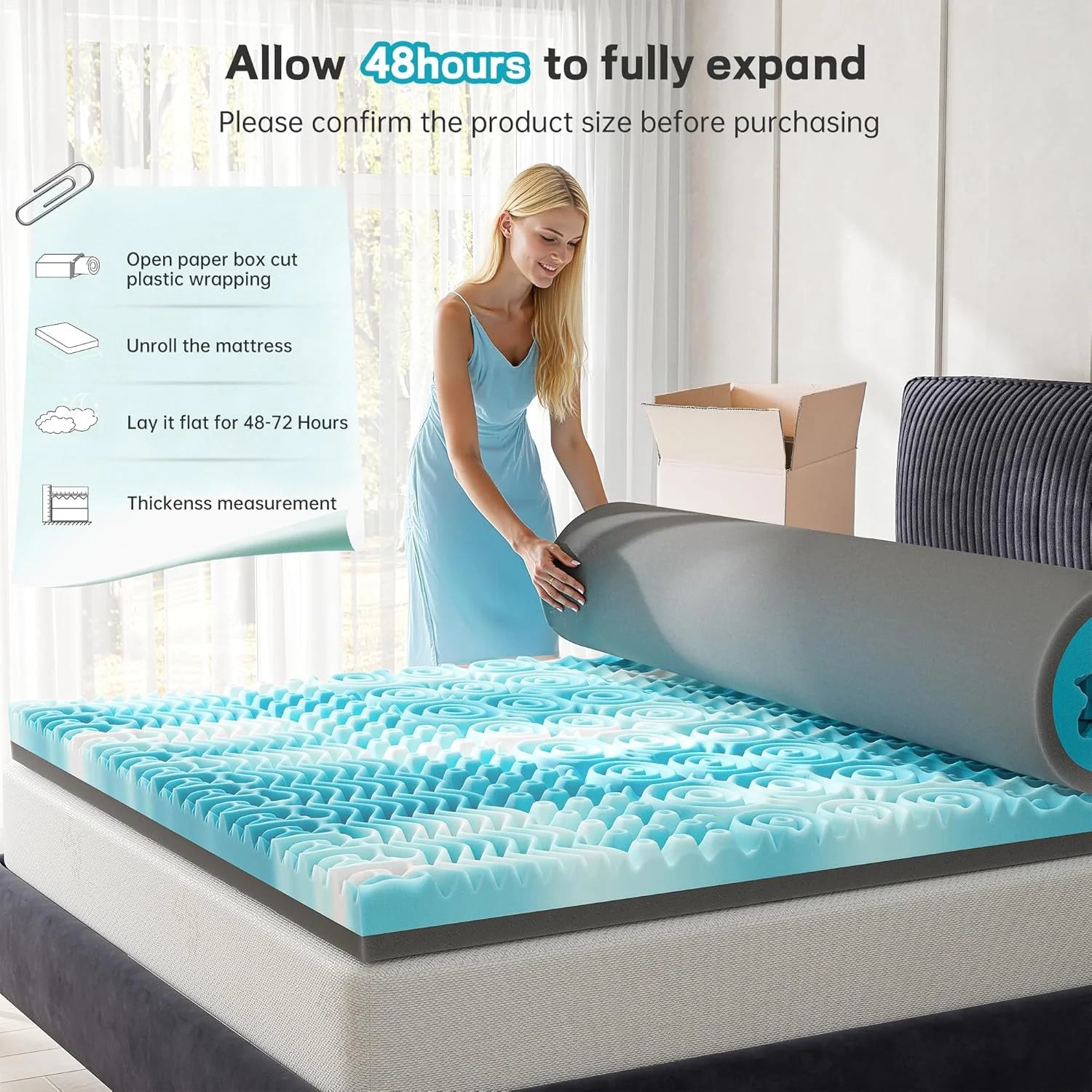 3 Inch Memory Foam Mattress Topper, 7-Zone Twin Mattress Topper with Cooling Gel, CertiPUR-US Certified for Pressure Relief & Enhanced Sleep Comfort