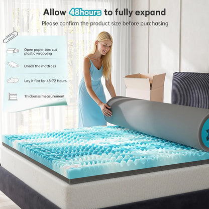 3 Inch Memory Foam Mattress Topper, 7-Zone Twin Mattress Topper with Cooling Gel, CertiPUR-US Certified for Pressure Relief & Enhanced Sleep Comfort
