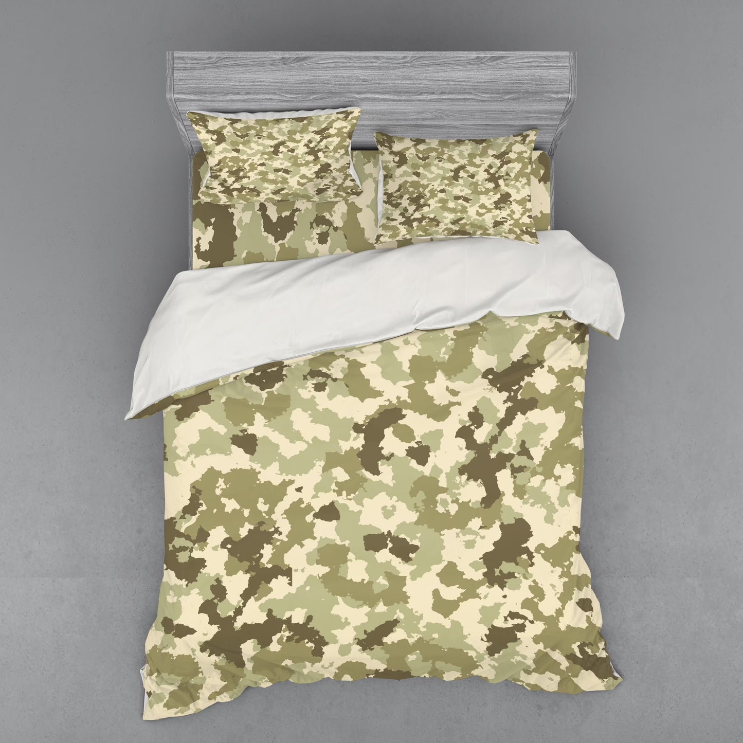 Ambesonne Retro Bedding Set 3 Pcs, Camouflage Survival Theme, Twin, Pale Green Army Green