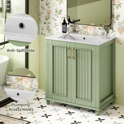 Harper & Bright Designs 30" Bathroom Vanity with Sink, Bathroom Storage Cabinet with Drawers, Single Sink Bathroom Vanity, Green