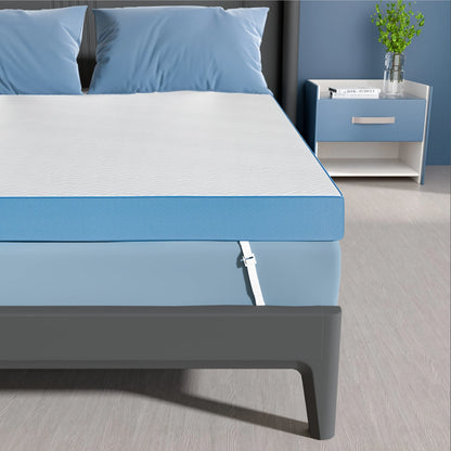 [Cooling Gel Mattress Topper] 4 Inch Cooling Mattress Topper - Premium Memory Foam Mattress - Soft & Breathable Gel Bed Topper with Removable Cover