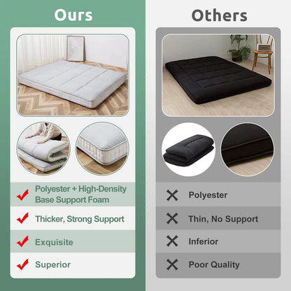 ABORON Japanese Floor Mattress,Futon Mattress, Extra Thick Folding Sleeping Pad, Tatami Mat Foldable Roll Up Mattress Gray, Full