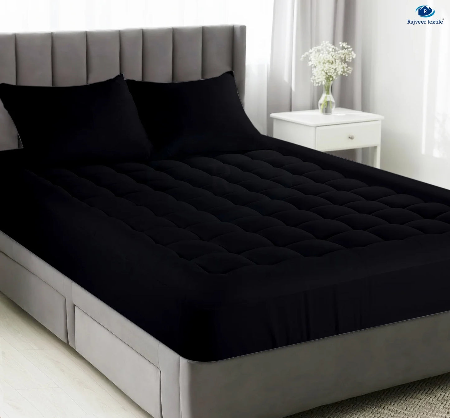 Twin Size- 1 Piece 800 GSM Down Alternative 3 Inch Thick Upto 15" Deep Pocket Fitted Mattress Topper Protector Extra Soft Comfortable Sleep for All Season- Twin(39X75 Inche), White