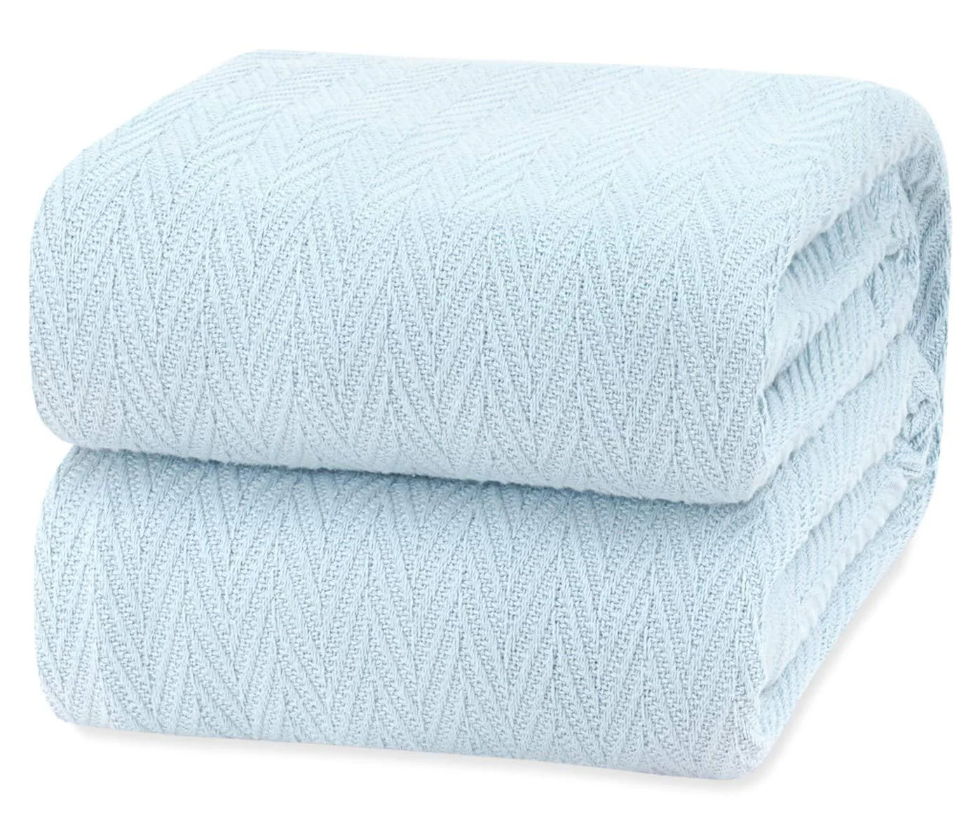 Luxury Thermal Cotton Blankets, King Size- Light Blue