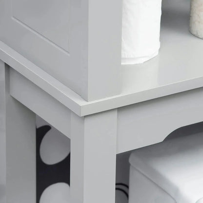 Kepooman Toilet Storage Cabinet, Toilet Organizer Cabinet,Modern Over The Toilet Storage Cabinet, Double Door Bathroom Organizer with Open Shelf, Grey