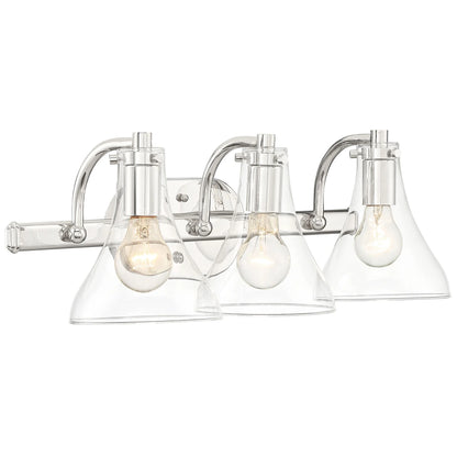 Possini Euro Design Sorren Industrial Modern Wall Light Polished Chrome Hardwire 20 1/2" 3-Light Fixture Clear Glass for Bedroom Bathroom Vanity Home