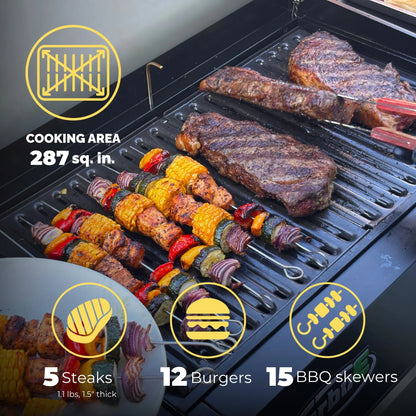 Turbo E Sport Outdoor Electric Grill, 1700W Infrared, 24", with Probe, 120V