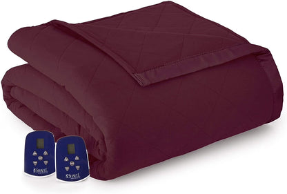 Micro Flannel Electric Heated Blanket, Queen, Wine