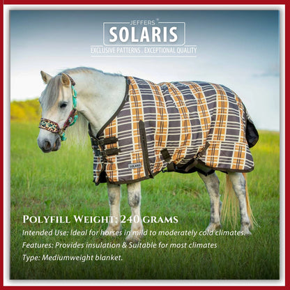 Jeffers Pony Poppins Solaris 1200 Denier Turnout Blanket, 240 gram Polyfill, Brown & Cream Plaid 39" - Waterproof, Breathable Horse Blanket - Ideal Protection for Winter, Wind & Rain, Medium weight