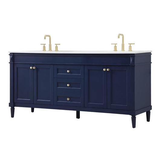 Elegant Kitchen and Bath 72 Inch Double Bathroom Vanity In Blue