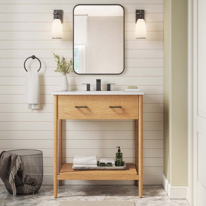 Modway Zaire 30" Bathroom Vanity Cabinet (Sink Basin Not Included) in Walnut