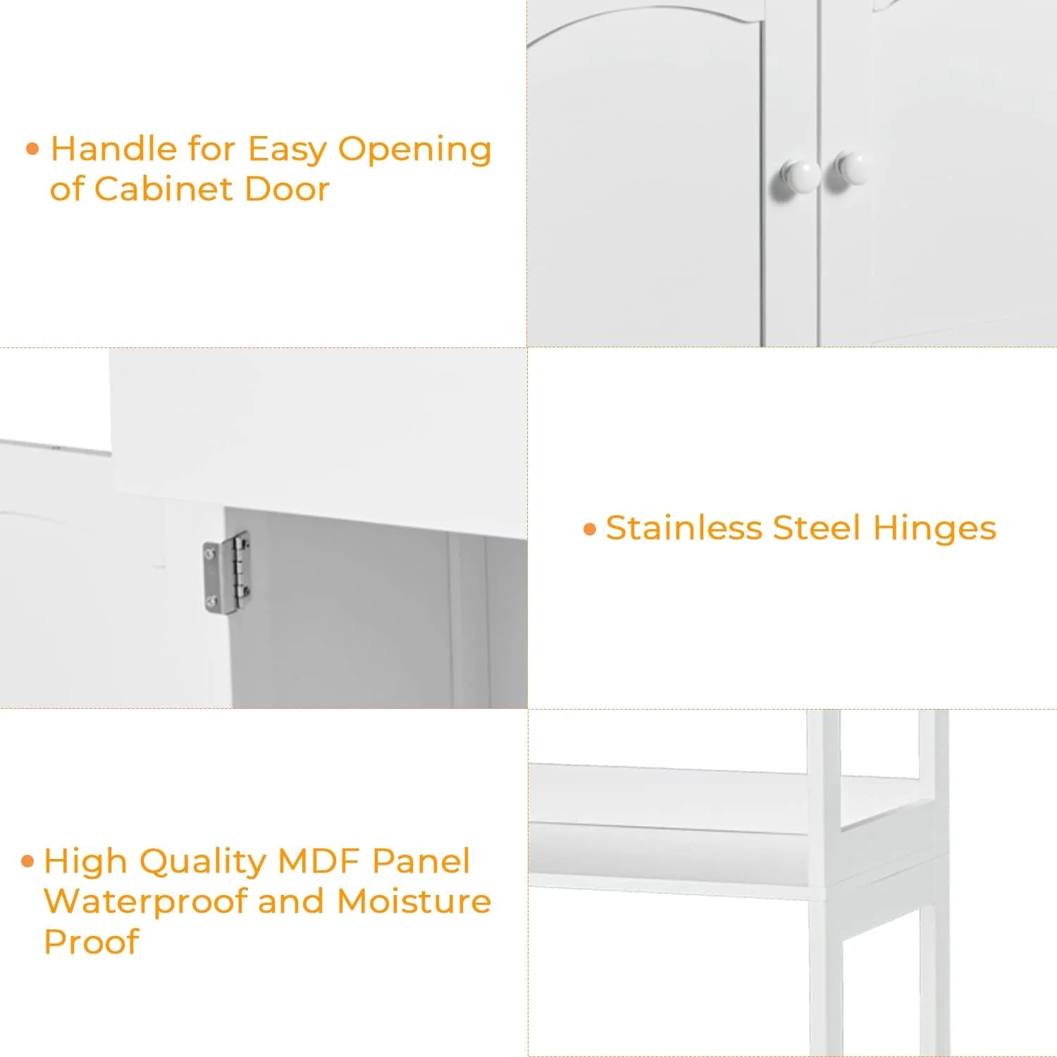 Kitchen Sideboard Pantry Cabinet Tall Freestanding Storage Cabinets with Shelves and Drawer for Bathroom Home Office, White
