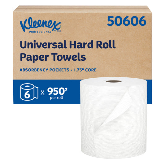 Kleenex Hard Roll Paper Towels, 1-Ply, 950 ft Rolls, 6-count