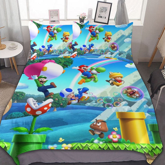 Luigi Super Mario 3 Piece Bedding Sets Decor Comforter Sets With One Duvet Cover Two Pillow Shams