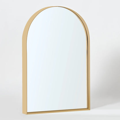 Soges 36" x 24" Arched Bathroom Mirror Cabinet Medicine Cabinet with 2 Adjustable Shelves, Recess or Surface Mounted Installation,,Gold
