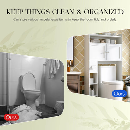 Tolead Over The Toilet Storage Cabinet with Paper Towel Holder, White