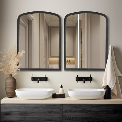 WallBeyond Wood Frame Rustic Arched Wall Mirror for Bathroom or Living Room Wall Decor, 24" 36", Natural Wood