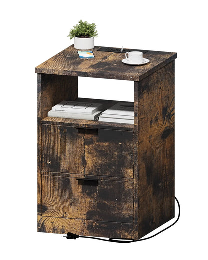 MIRROTOWEL Nightstand, 2 Drawers,with Drawer and Storage Shelf, Bedside Table End Table, Modern Night Stand for Bedroom, Home Office,Black