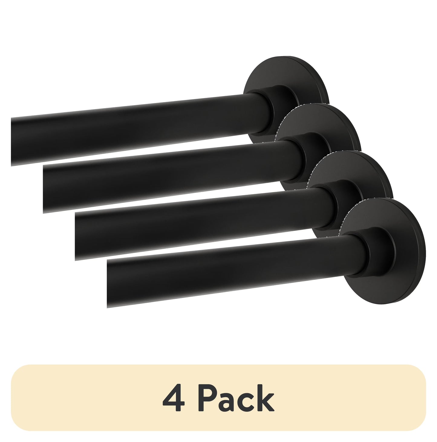 (4 pack) Better Homes & Gardens Rustproof 43°?- 72°?Modern Adjustable Tension Shower Curtain Rod, Matte Black
