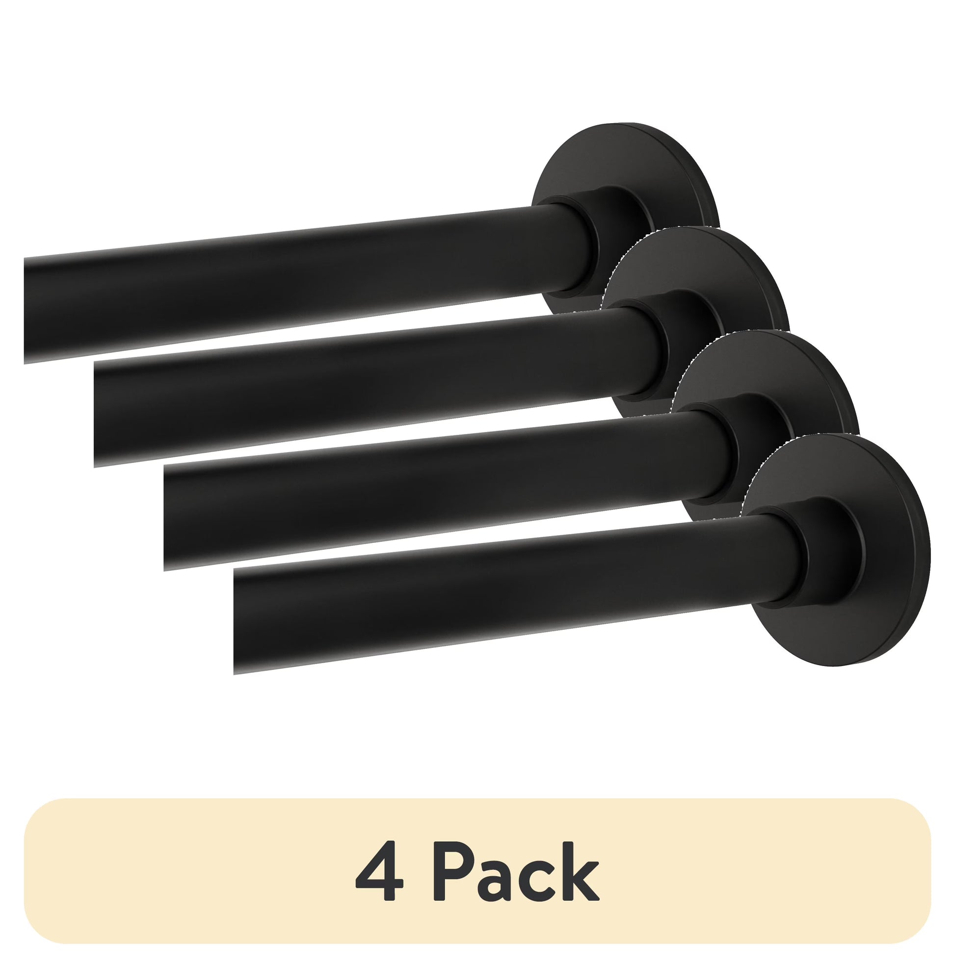 (4 pack) Better Homes & Gardens Rustproof 43°?- 72°?Modern Adjustable Tension Shower Curtain Rod, Matte Black
