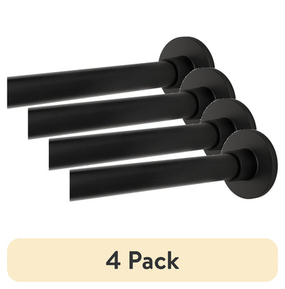 (4 pack) Better Homes & Gardens Rustproof 43°?- 72°?Modern Adjustable Tension Shower Curtain Rod, Matte Black