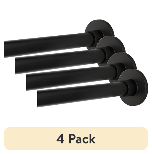 (4 pack) Better Homes & Gardens Rustproof 43°?- 72°?Modern Adjustable Tension Shower Curtain Rod, Matte Black