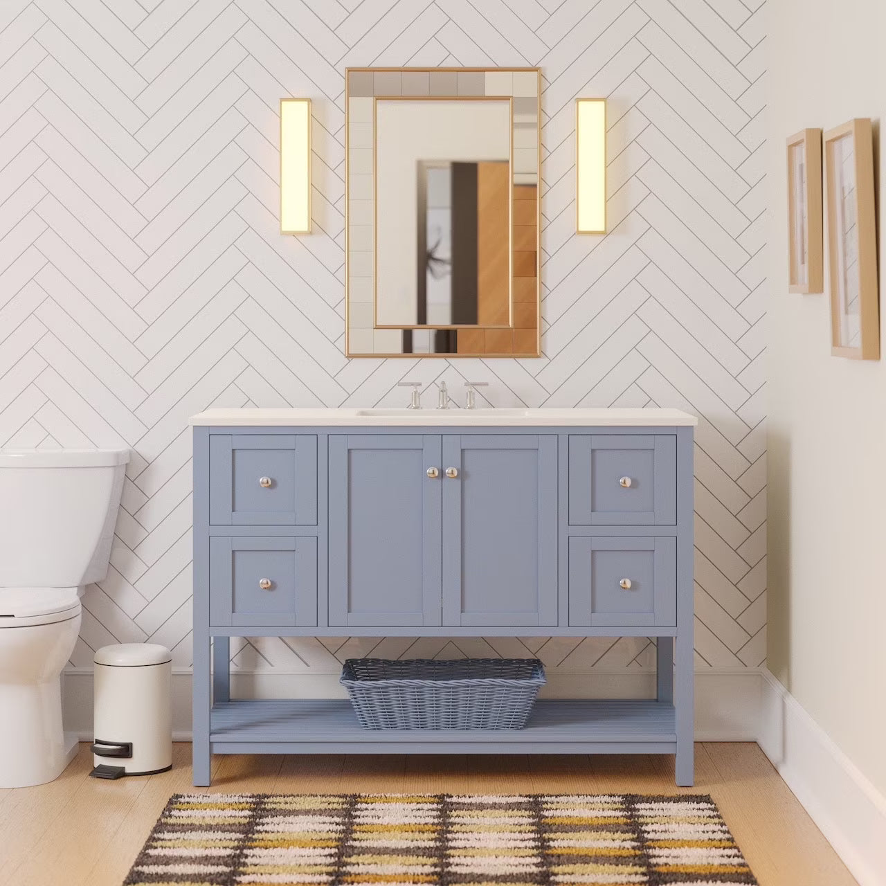 Lakeshore 48" Bathroom Vanity with White Cabinet and Engineered White Top