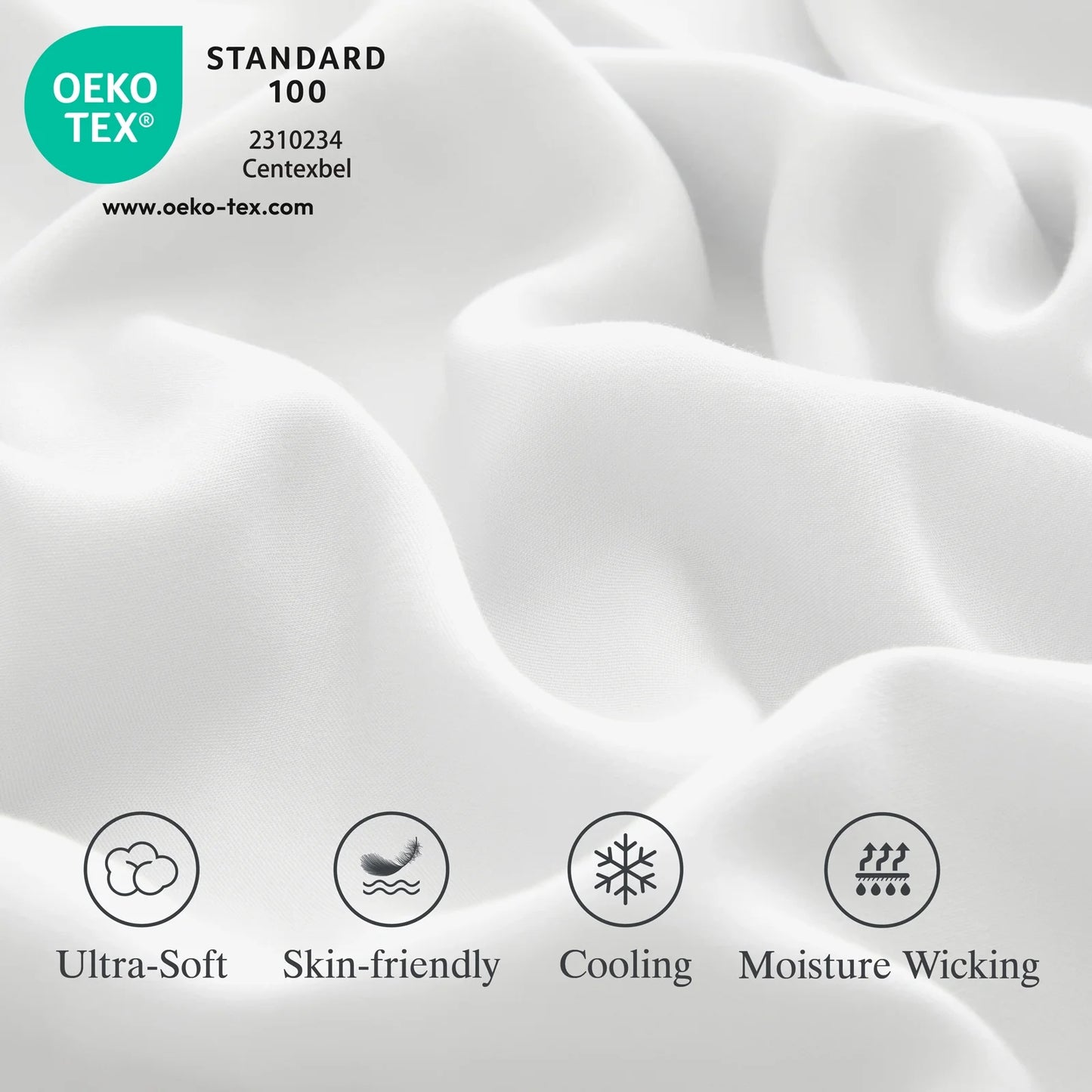 Lidoloka Luxury Lyocell Bed Sheets Set 4Pcs Queen Size for Adult,Cool& Soft,16" Deep Pocket,White