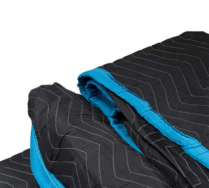 2 Pack Black Quilted Moving Storage Blanket for Sofa and Couch - 38"x108"x46" Polyester Reusable, and Washable Zig-Zag Stitching Furniture Moving Cover