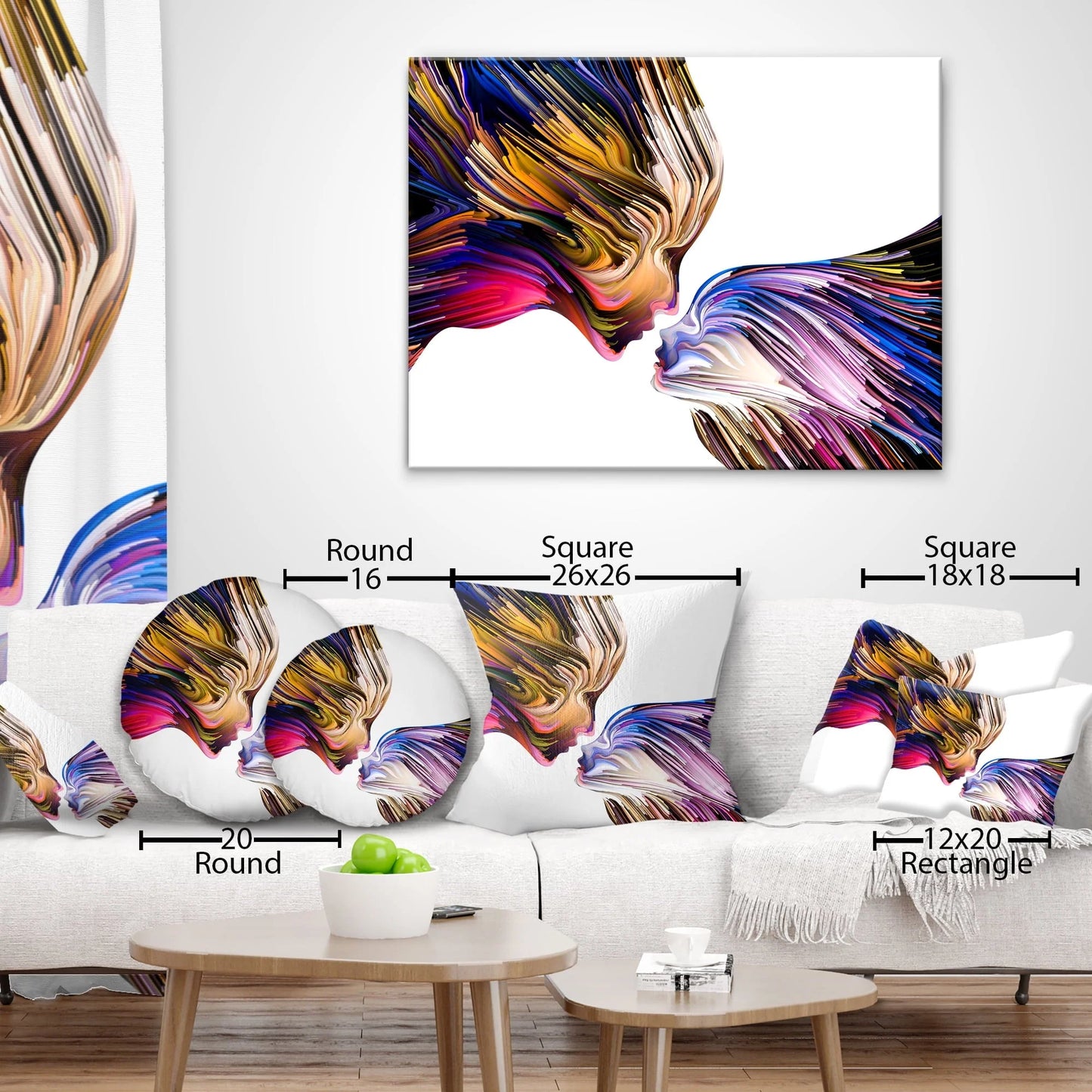 Designart Grey and Yellow Abstract Pattern - Abstract Throw Pillow - 12x20