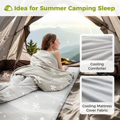Jamdok Camping Mattress for Hot Sleeper, Waterproof Cooling Cover, Roll Up Foam Sleeping Pad with Storage Bag,Cot Mattress Topper for Summer Camping, Hiking,Car,Tent,Travel(75 x 30 x 2 inches)