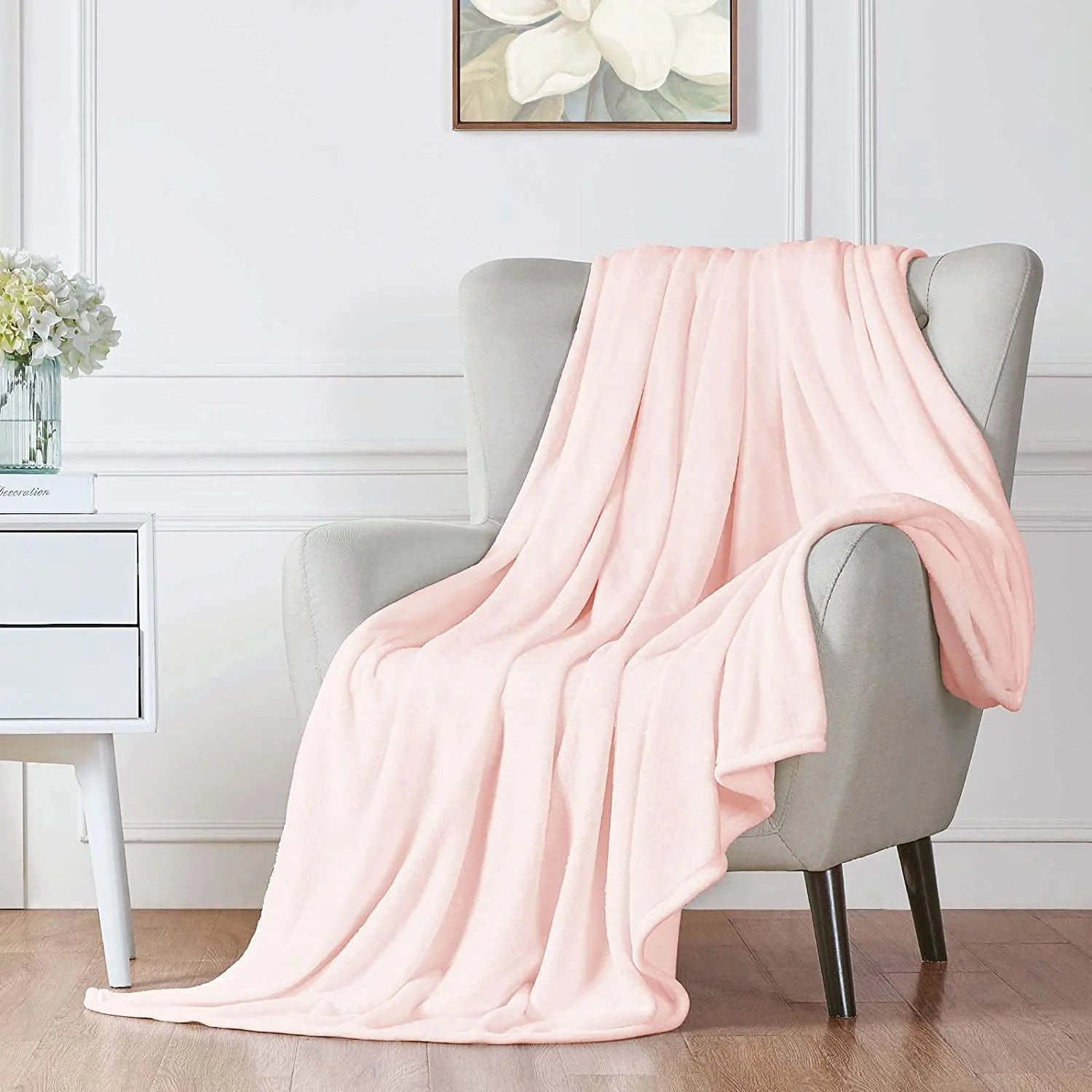 Walensee Ultra Soft Microplush Fleece Throw Blanket, 50" x 60", Pink, Machine Washable