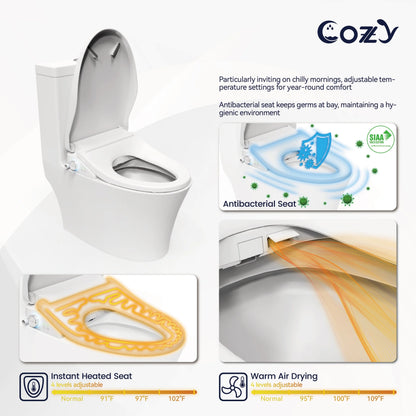 COZY Electric Bidet Toilet Seat, 15.4 x 19.9 Inch, Adjustable Bidet Toilet Seats