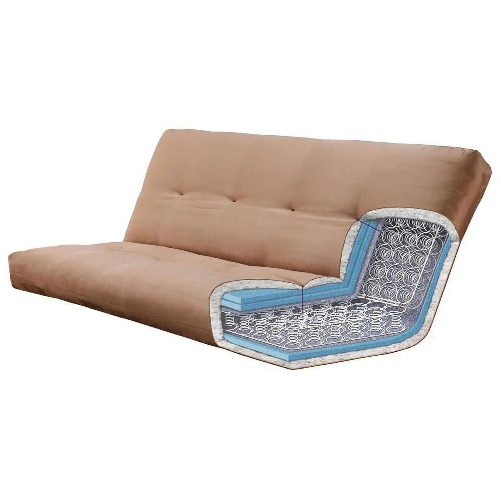 Bowery Hill Queen-size Espresso Wood Futon-Linen Charcoal Mattress