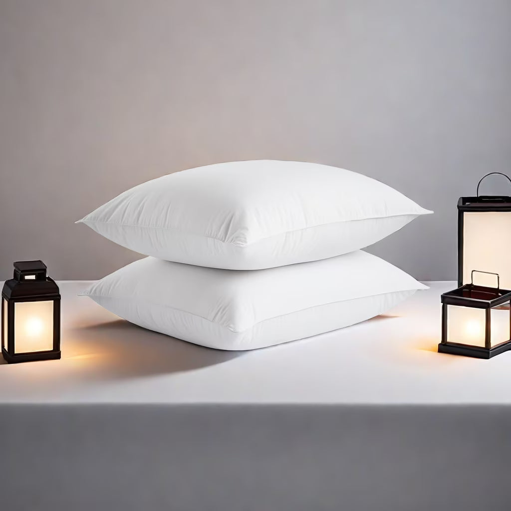 Puredown Goose Feather Down Pillows Standard Size Set of 2, 100% Cotton Cover Hotel Collection Pillows for Sleeping, 2 Packs Bedding Bed White Pillow Inserts for Back, Stomach or Side Sleepers