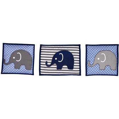 Bacati Elephants 10 Piece Crib Bedding Set. Blue/Gray