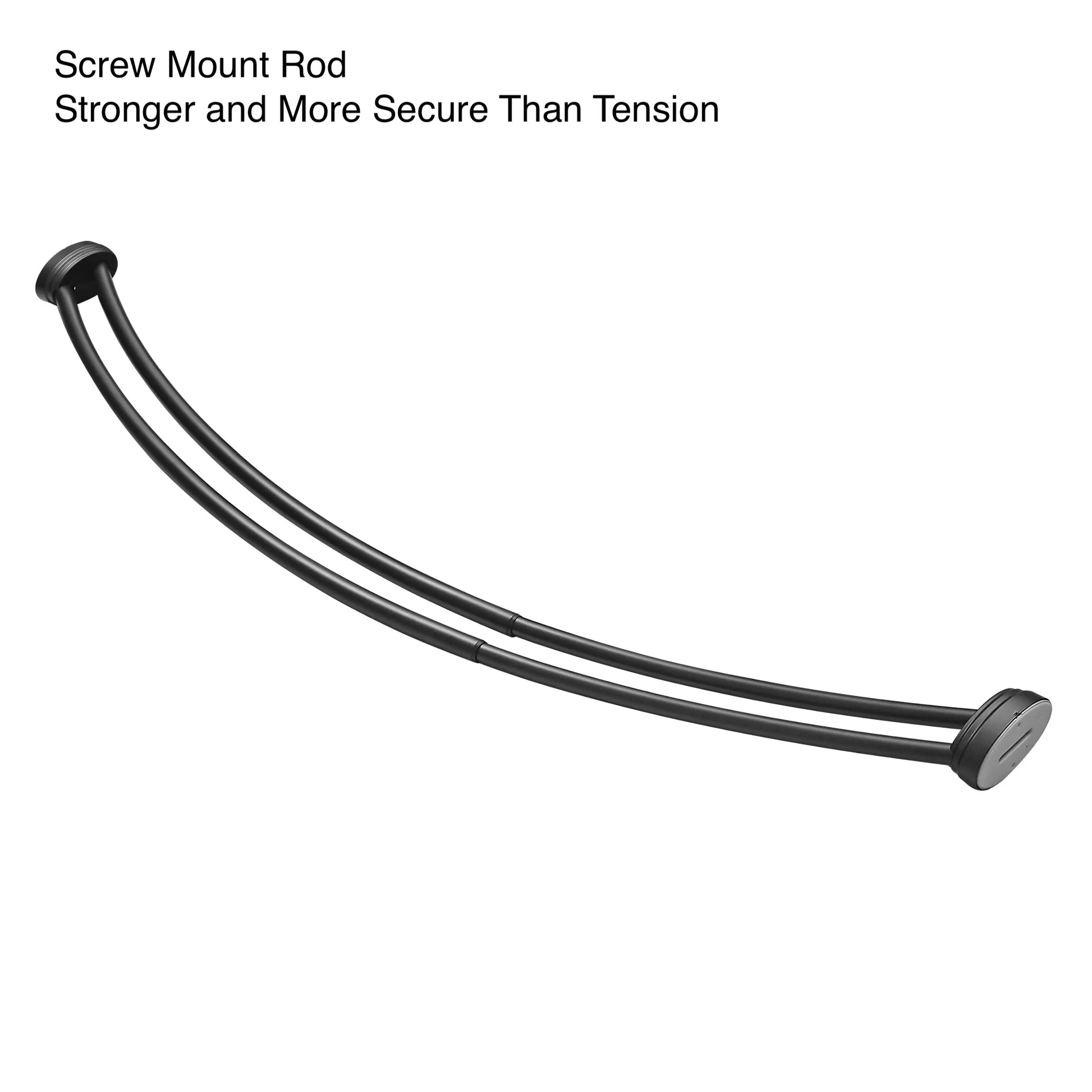 Utopia Alley Rustproof Wall Mounted Aluminum Double Curved Shower Curtain Rod, Screw Mount Rod, Secure Than Tension, Adjustable Shower Rod from 45" to 72", Includes shower liner & hooks (Black)