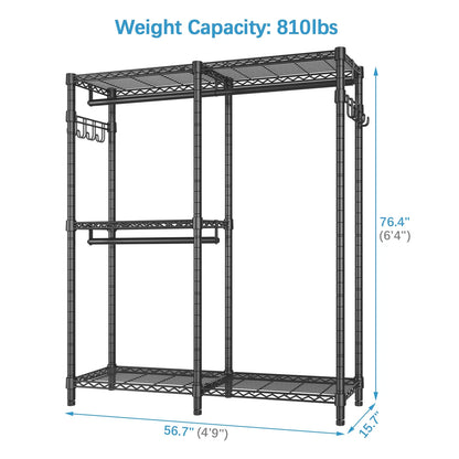 VIPEK V4 Garment Rack Bedroom Armoires Compact Freestanding Closet Storage Organizer, Portable Wardrobe Closet Heavy Duty Clothes Rack Metal Clothing Rack, Black