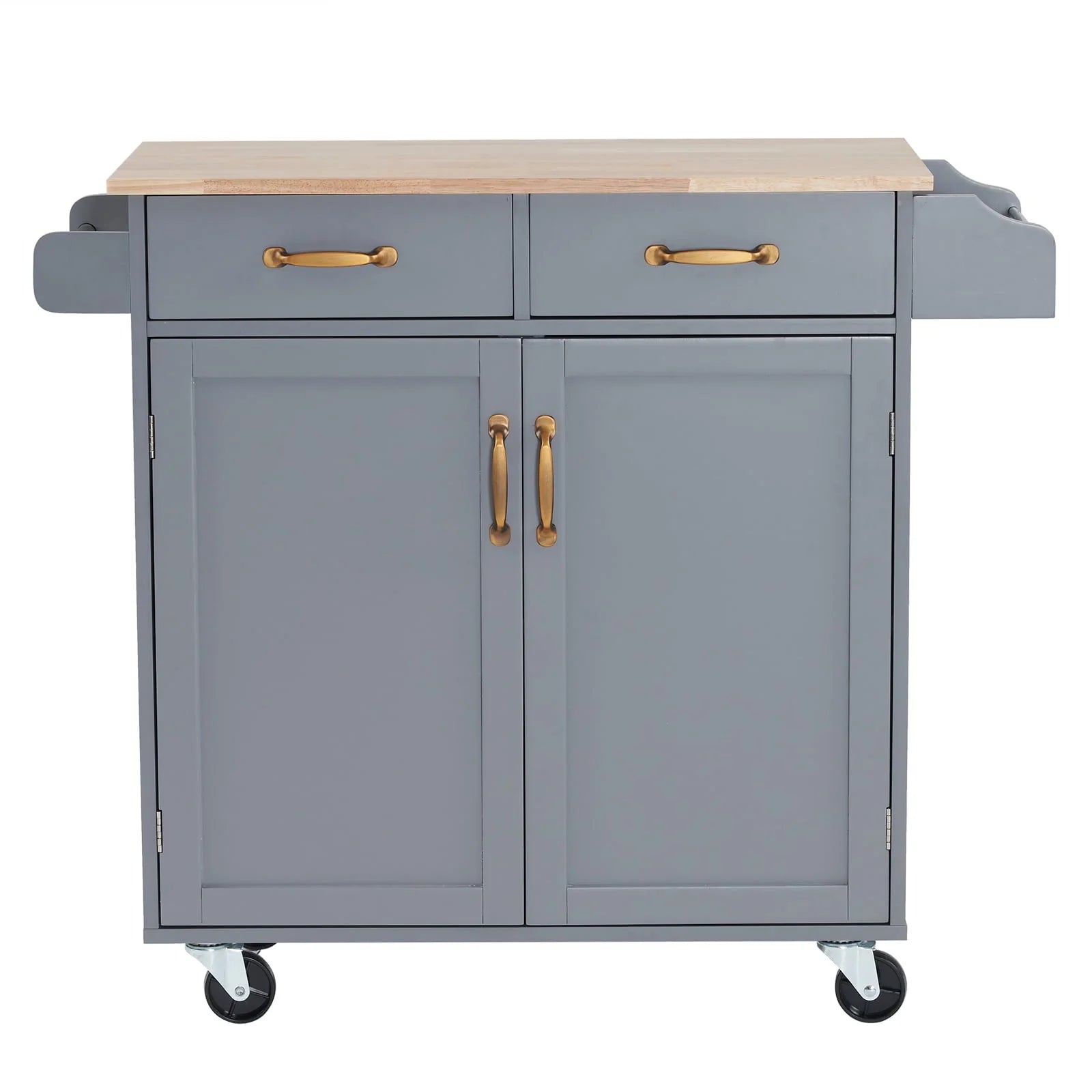 Ktaxon Rolling Trolley Cart Kitchen Island with Spice Rack, Towel Rack & Drawer, Wooden Storage Cabinet with Caster Wheels Gray