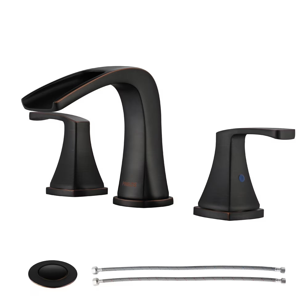 PARLOS Waterfall Widespread Two Handles Bathroom Sink Faucet , Polished Chrome