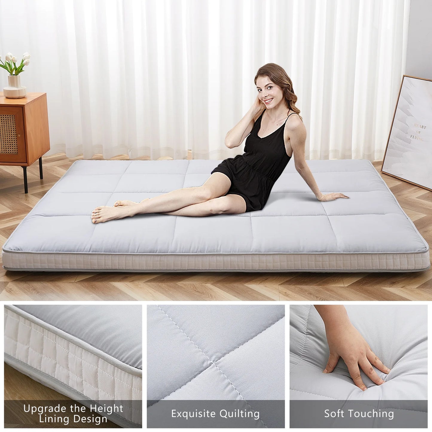 Slsy Futon Mattress 4" Soft and Supportive Twin Mattress Pad with Storage Bag