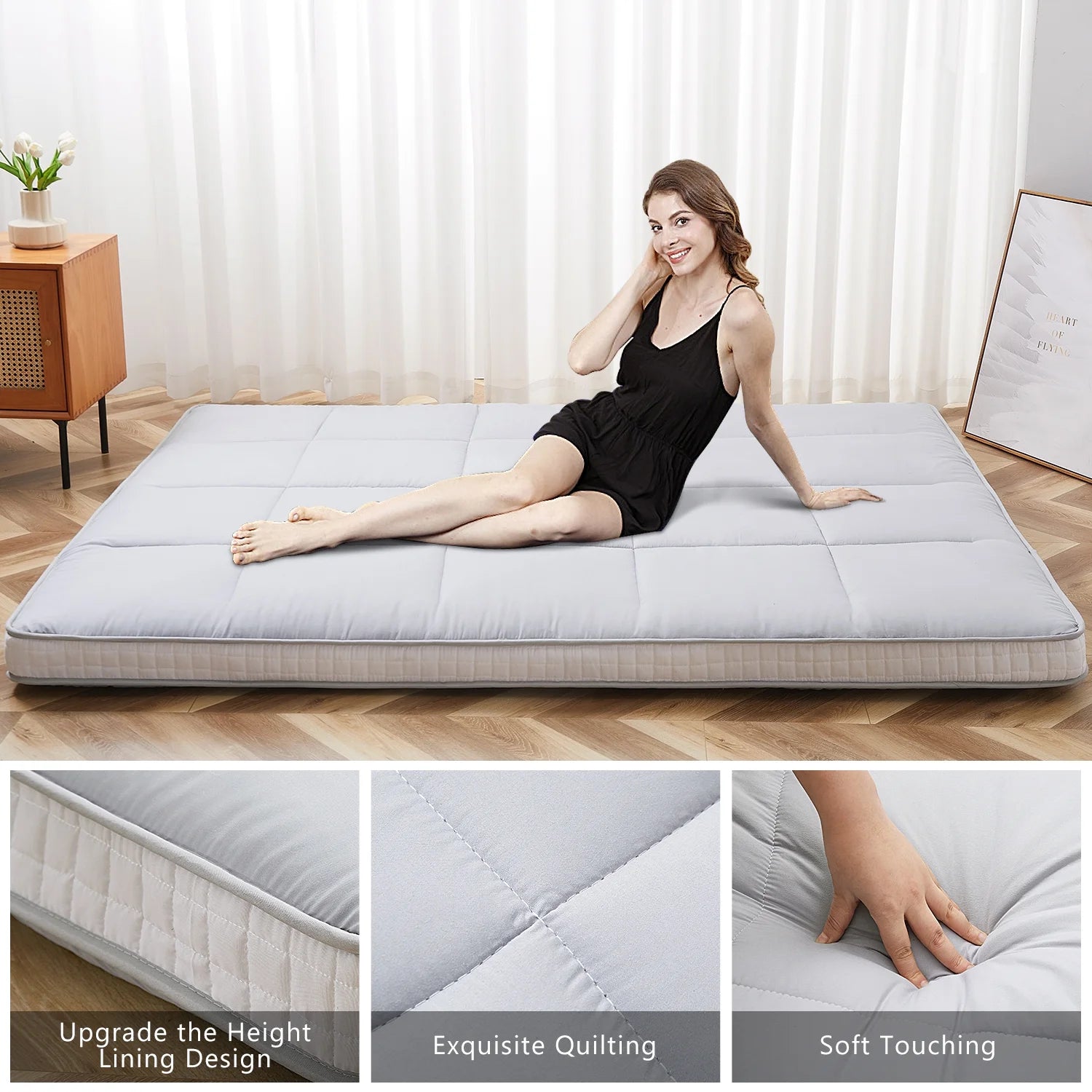 Slsy Futon Mattress 4" Soft and Supportive Twin Mattress Pad with Storage Bag