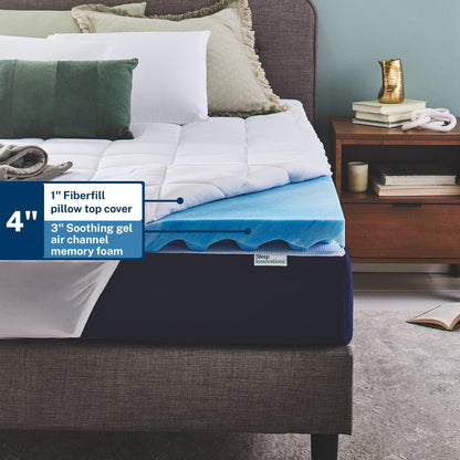 Sleep Innovations Memory Foam Mattress Topper, Queen, 4 Inch, Gel Dual Layer Plush