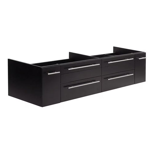 Pemberly Row 72" Wall Hung Double Undermount Sink Bathroom Cabinet in Espresso