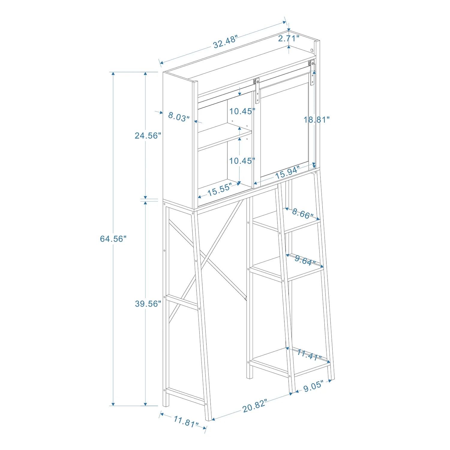 Royard Oaktree Farmhouse Over The Toilet Storage Cabinet, Bathroom Shelves Storage Organizer with Sliding Barn Door, Adjustable Shelves, and Storage Racks, White