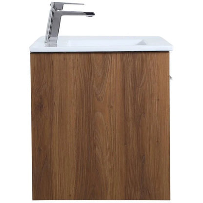 24 inch Single Bathroom Floating Vanity in Walnut Brown