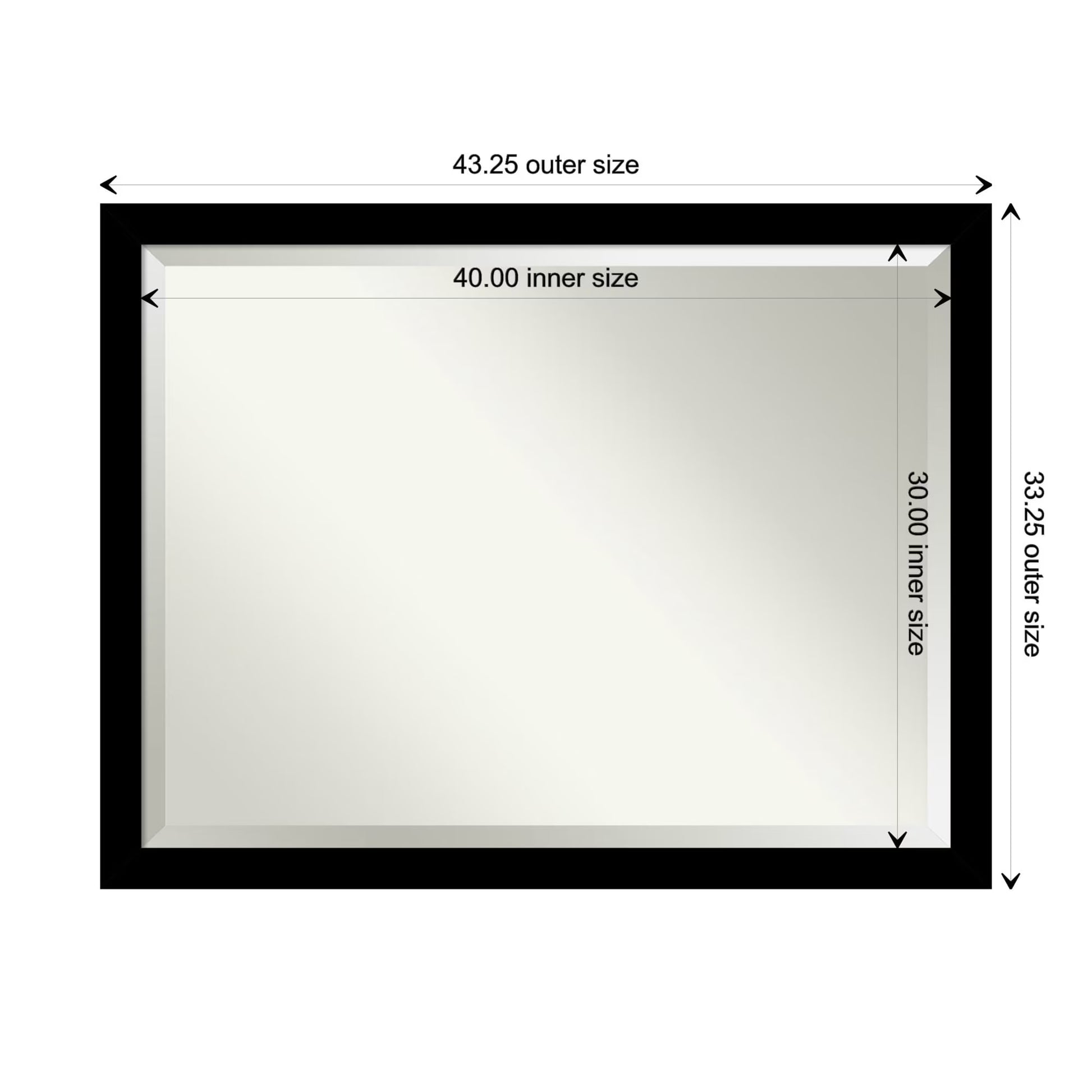 Amanti Art Brushed Black Beveled Bathroom Wall Mirror
